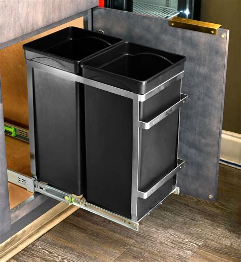 stainless steel under cabinet trash and recycling drawer|under cabinet garbage cans.